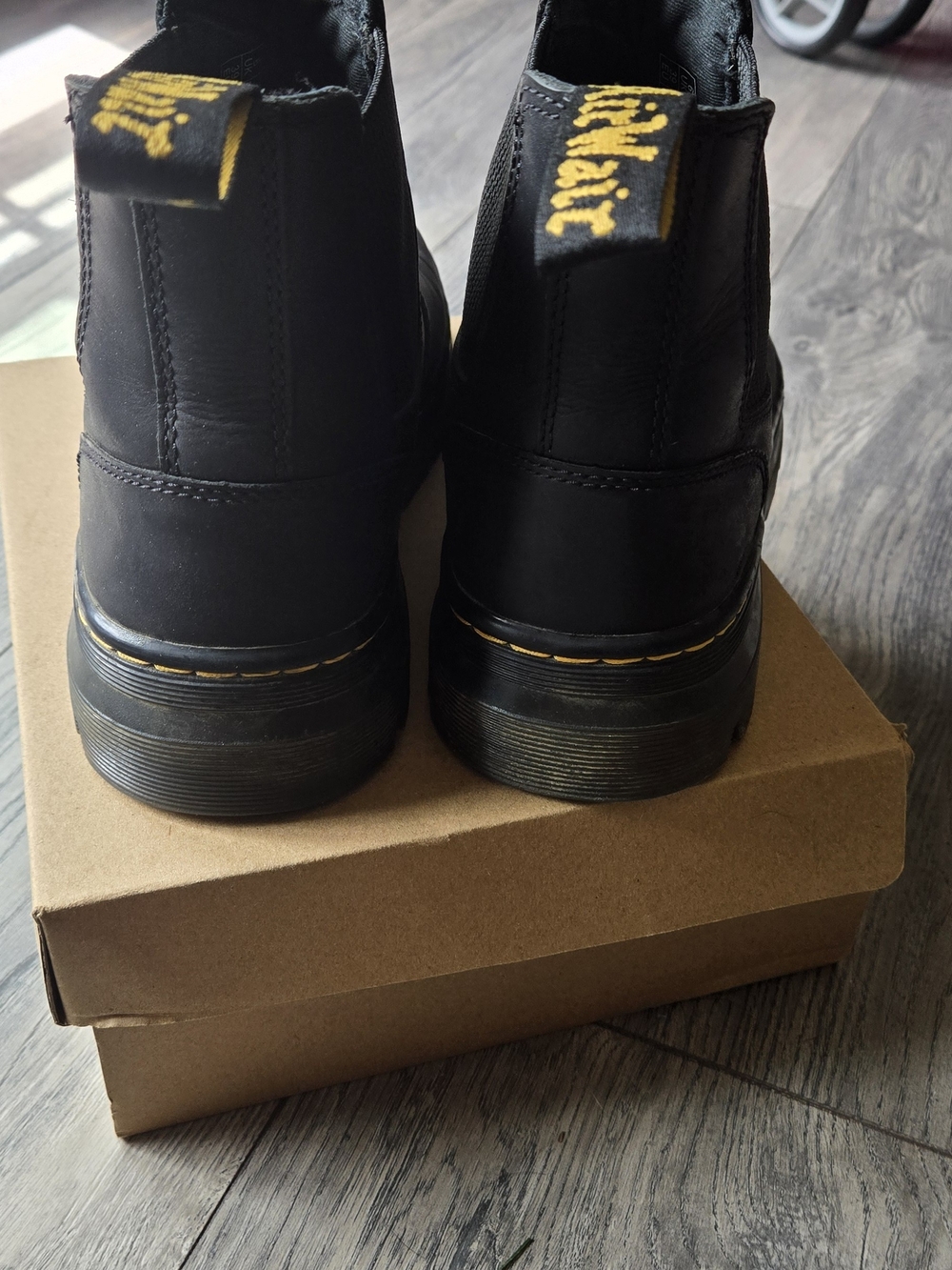 Dr. Martens Black Embury Chelsea Lug Boots with Yellow Stitching - Picture 5 of 7